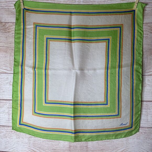 Vintage Burmel Lime Green Silk Scarf Women's Hair Head Wrap Neck Mob Wife Pinup - Picture 3 of 16